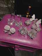 Glass-Crystal Sunflower Gemstone Earrings